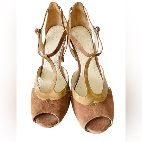 NWOT Brooks Brothers Scarpette leather peep toe shoes in Vernice Beige , size 8 - Picture 5 of 8